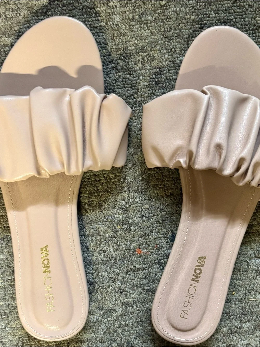 Fashion Nova Ruched Slide Sandals - Nude Blush